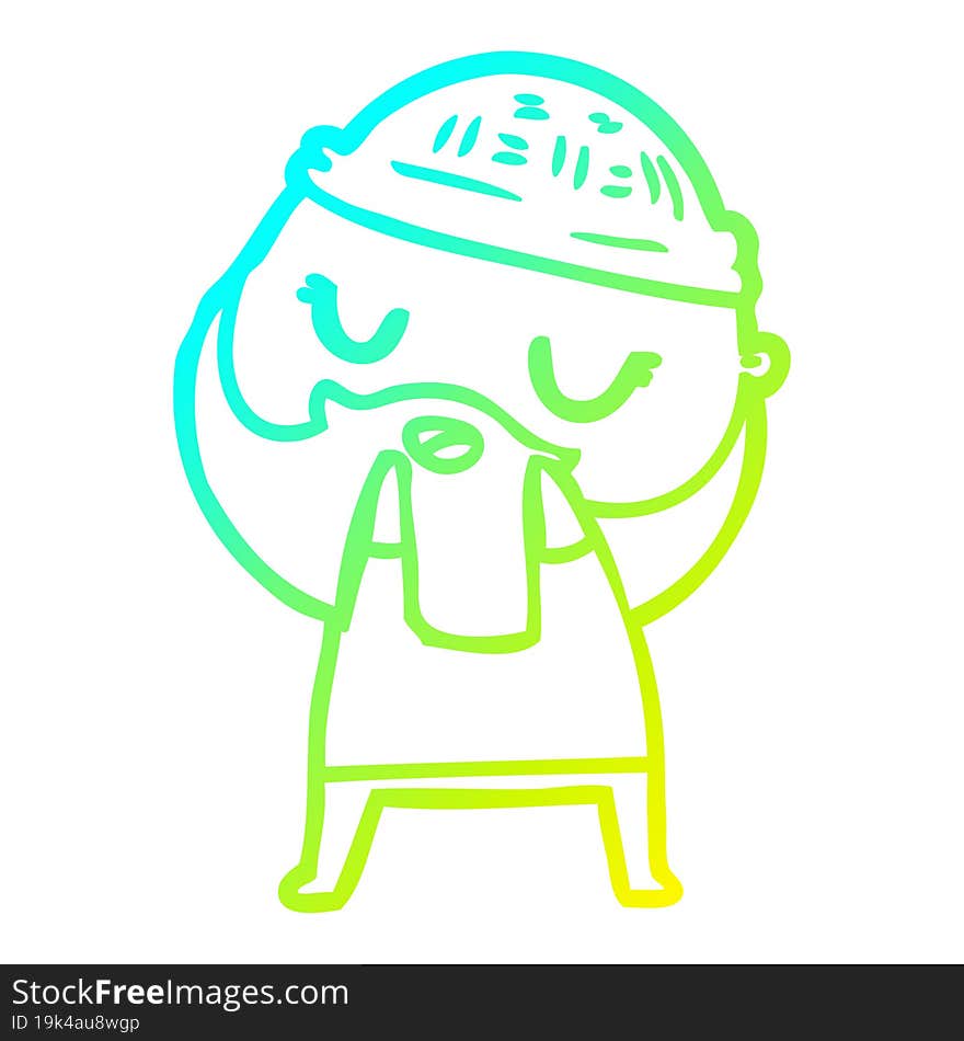 cold gradient line drawing cute cartoon man with beard