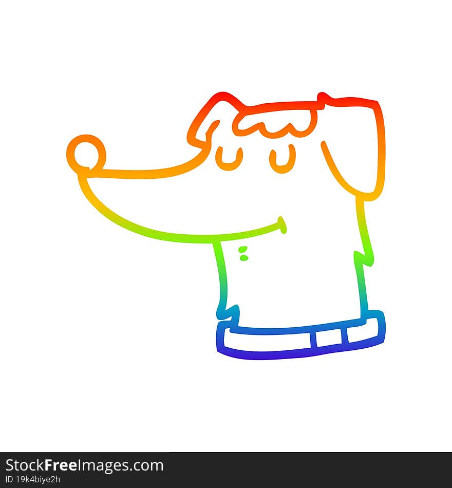 rainbow gradient line drawing of a cartoon dog