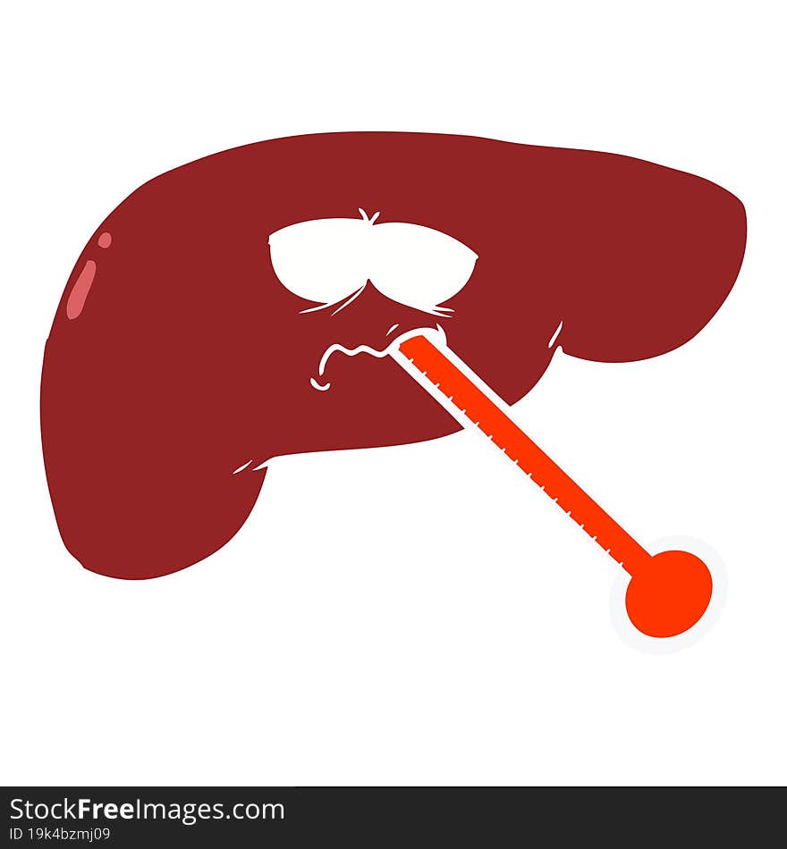 flat color style cartoon unhealthy liver