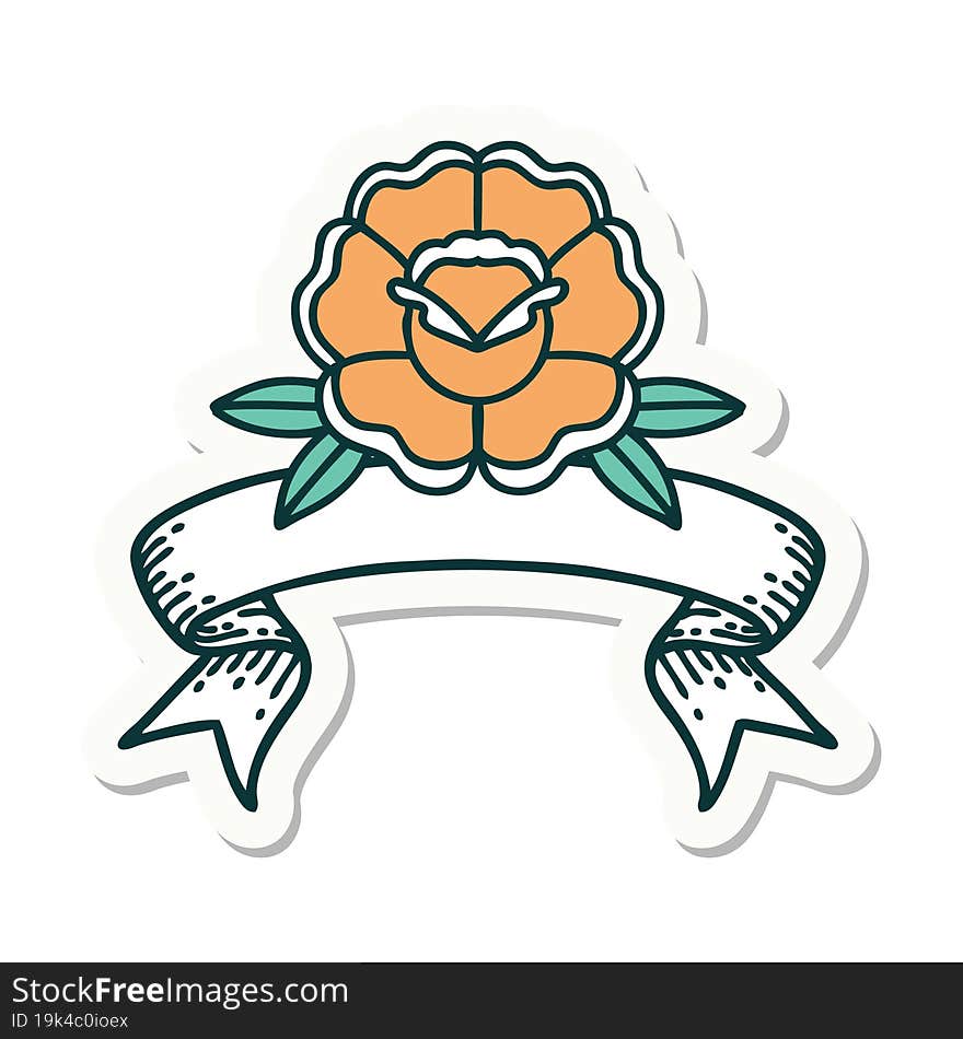 tattoo sticker with banner of a flower