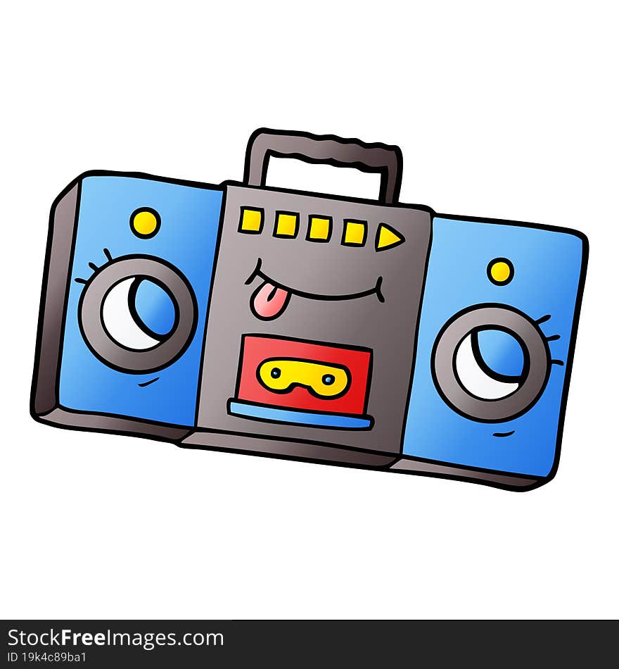 cartoon retro cassette tape player. cartoon retro cassette tape player