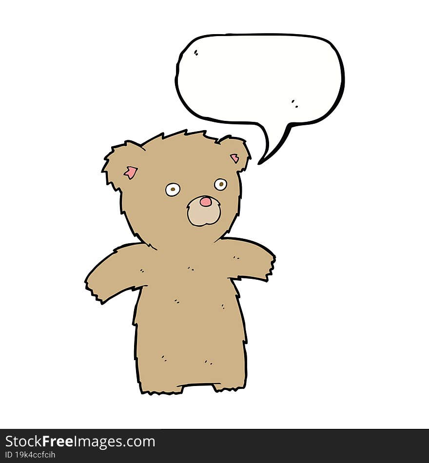 Cartoon Teddy Bear With Speech Bubble