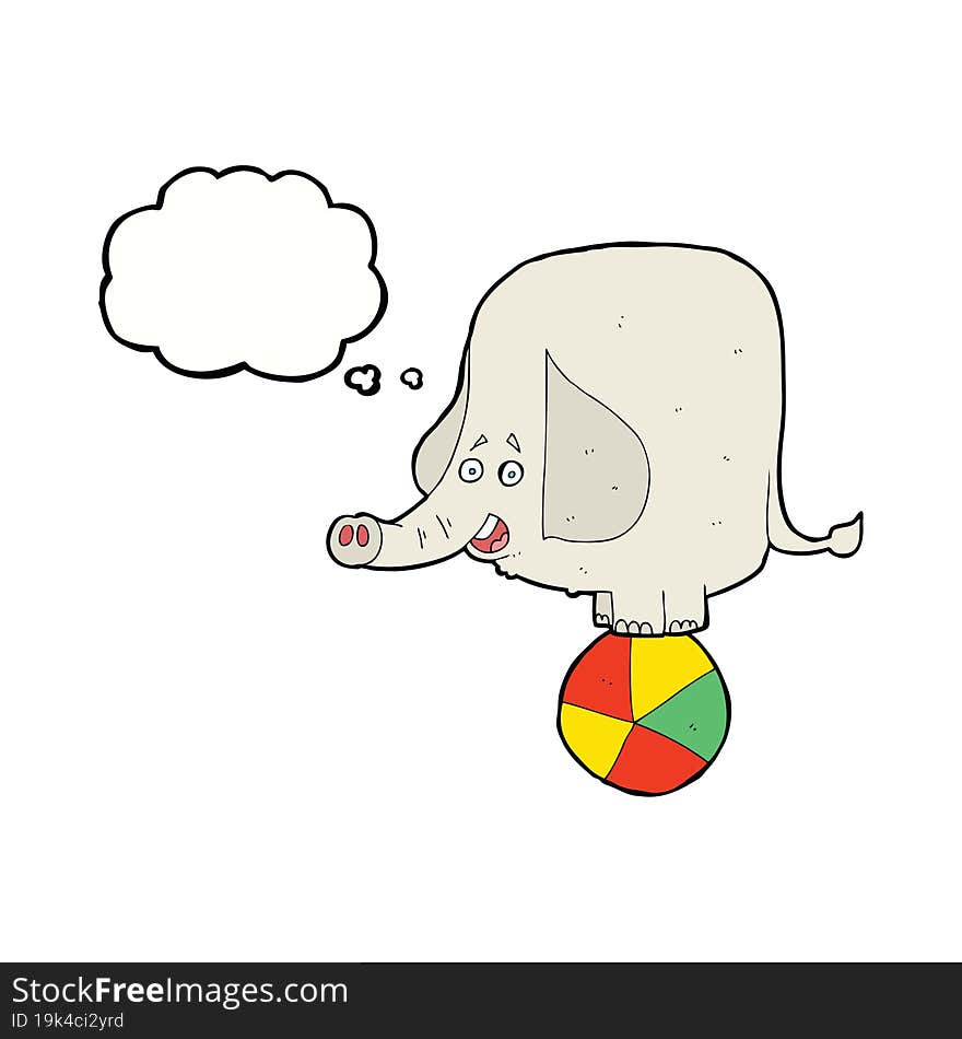 cartoon circus elephant with thought bubble