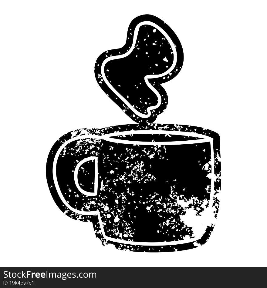 grunge icon drawing of a steaming hot drink