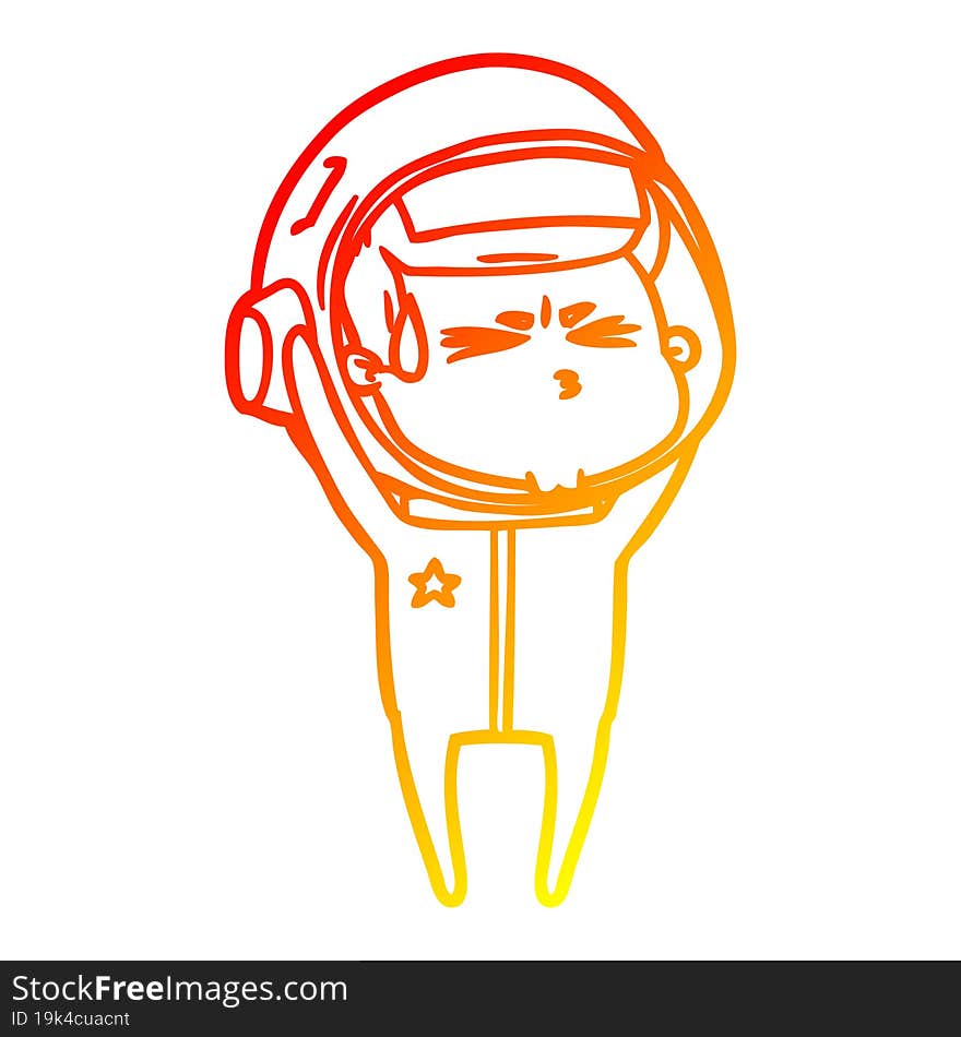 warm gradient line drawing cartoon stressed astronaut