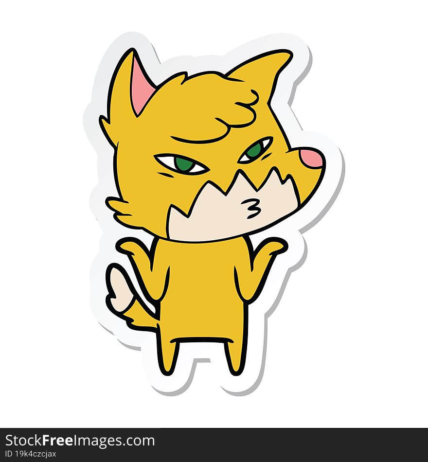 sticker of a clever cartoon fox