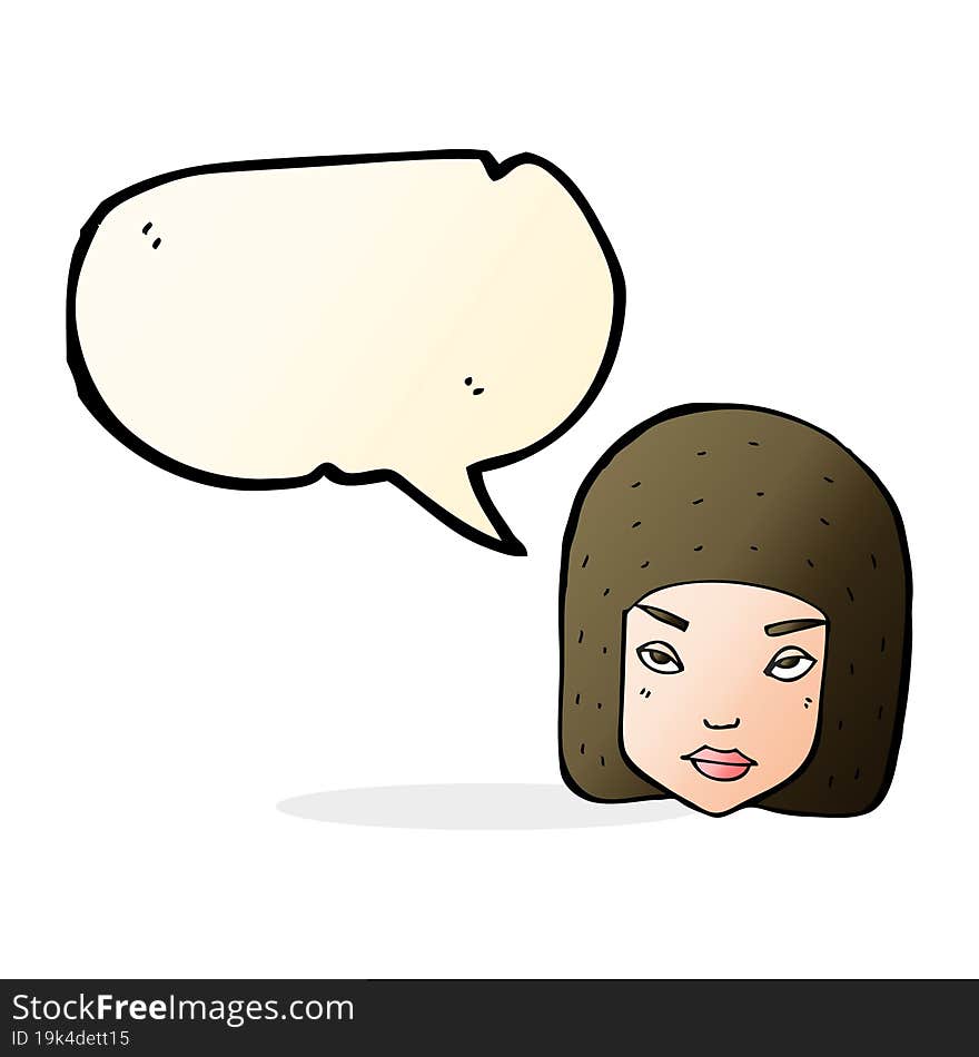 cartoon annoyed female face with speech bubble