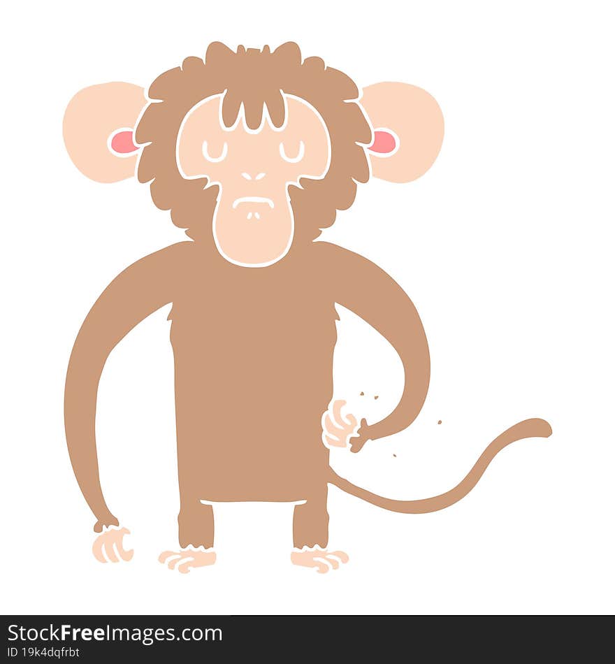 flat color style cartoon monkey scratching