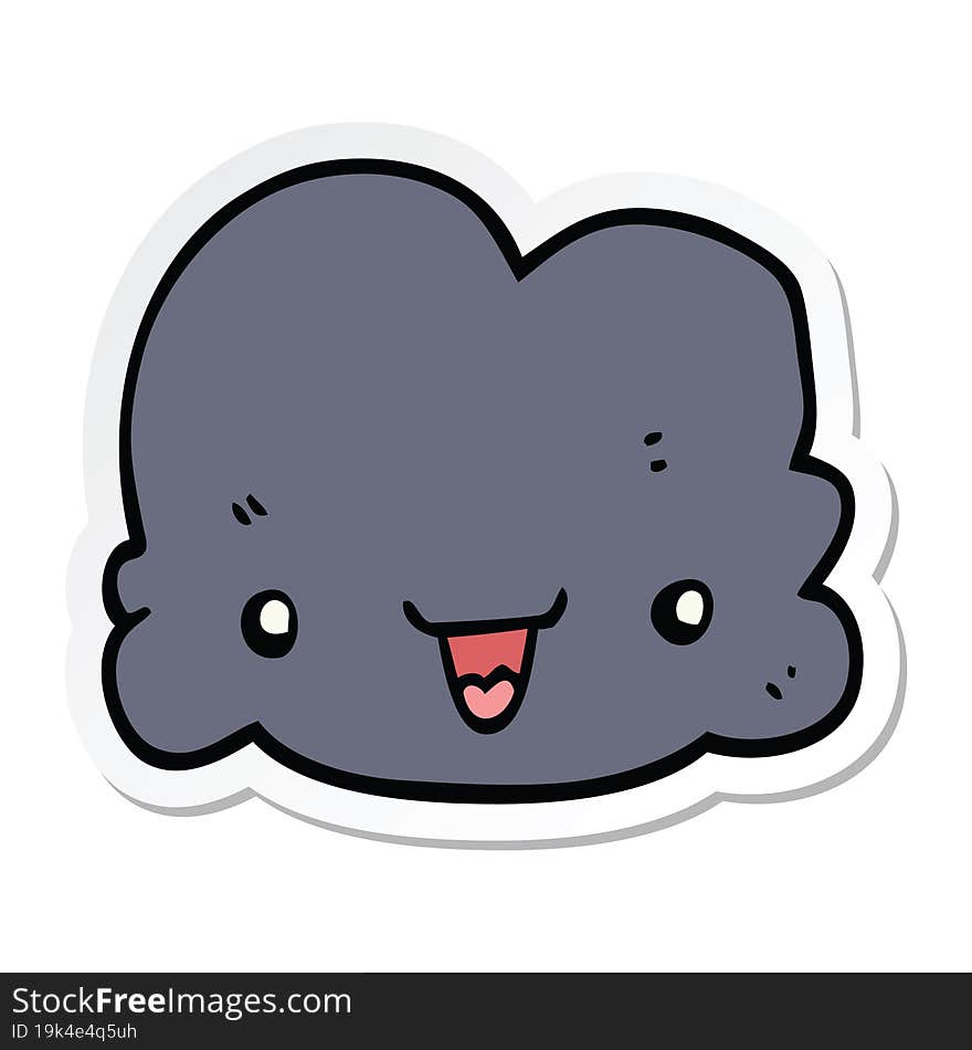 sticker of a cartoon tiny happy cloud