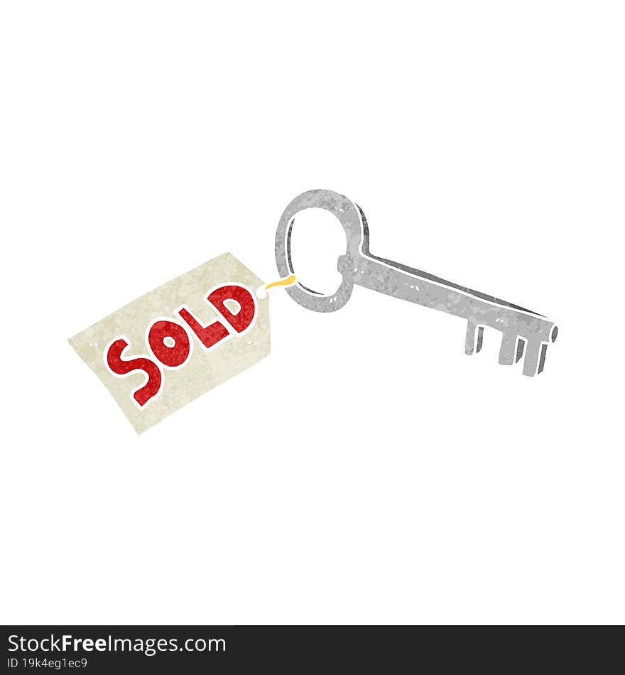 freehand retro cartoon new house key