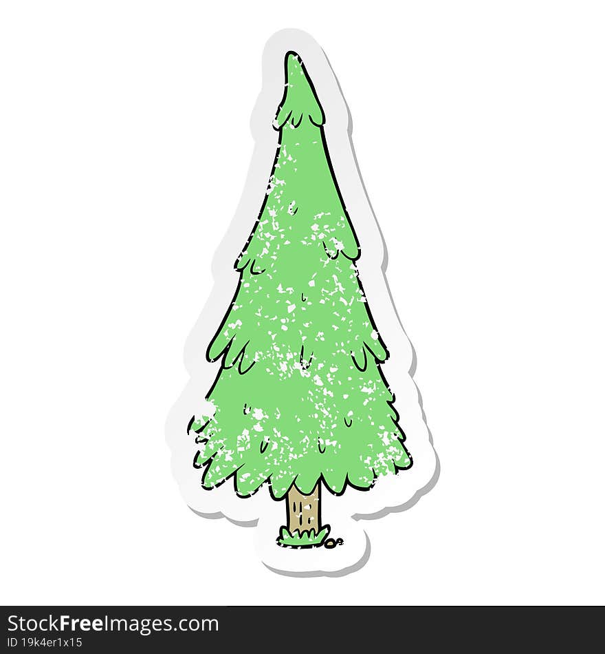 Distressed Sticker Of A Cartoon Christmas Tree