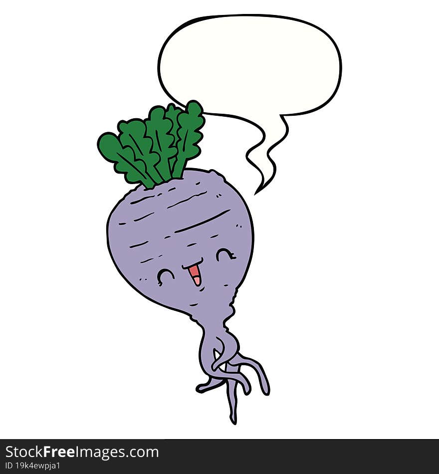 cartoon turnip and speech bubble