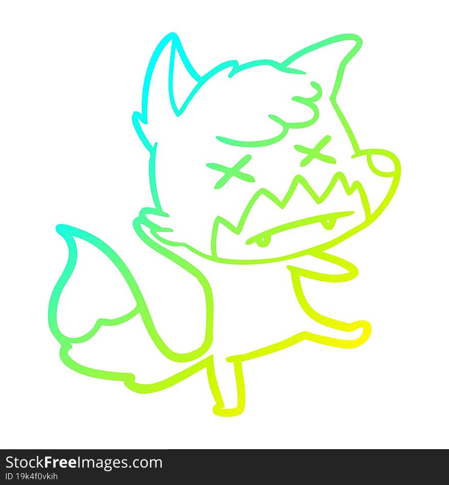 cold gradient line drawing cartoon dead fox