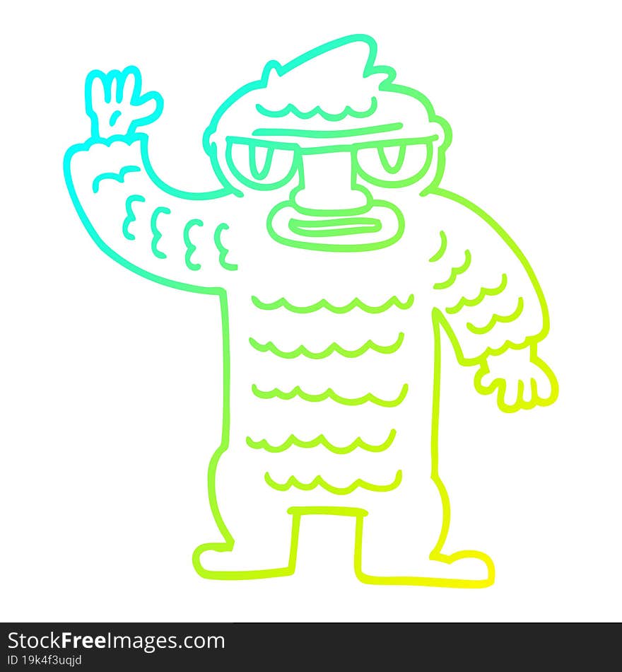 cold gradient line drawing cartoon big yeti