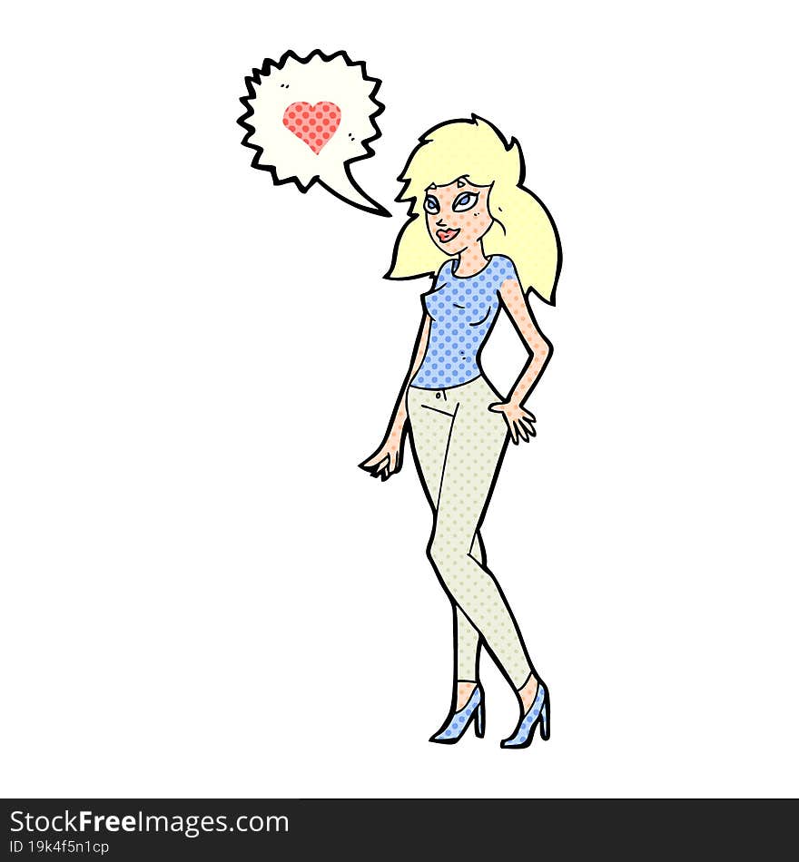 cartoon woman with love heart