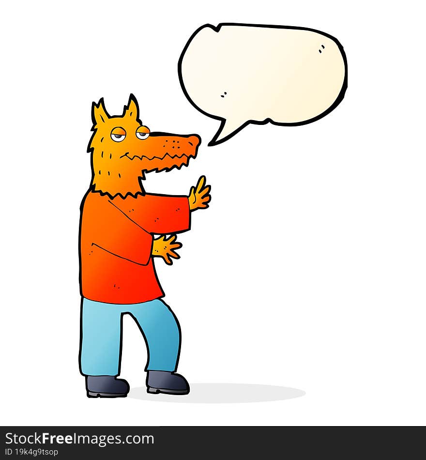 cartoon fox with speech bubble