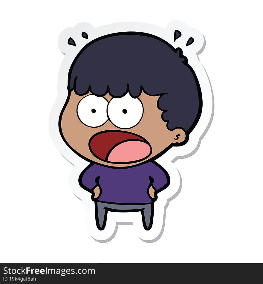 sticker of a cartoon shocked man