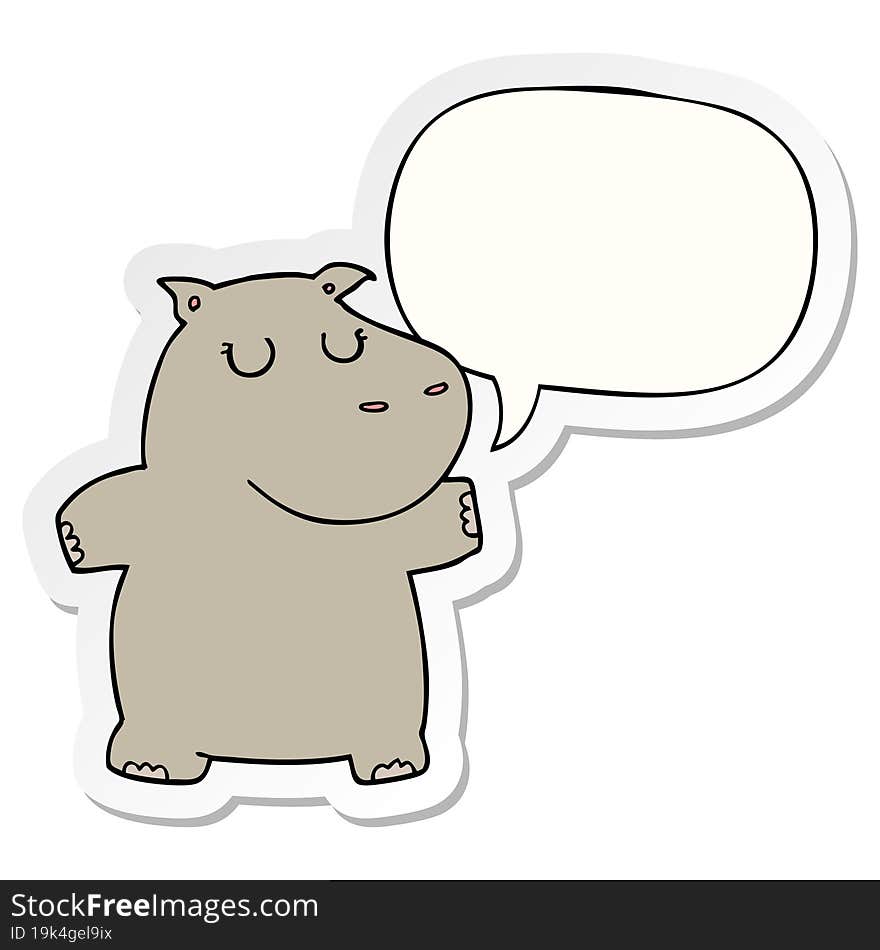 cartoon hippo and speech bubble sticker