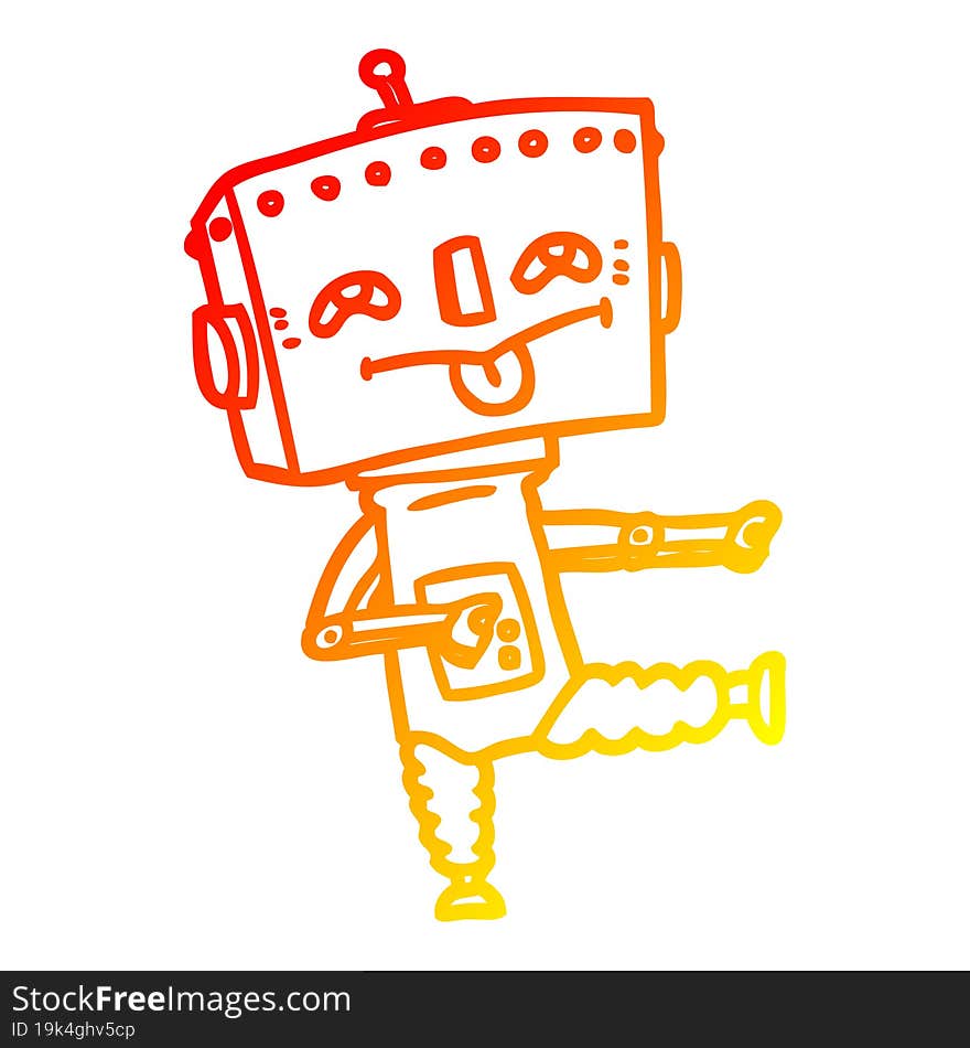 warm gradient line drawing cartoon robot