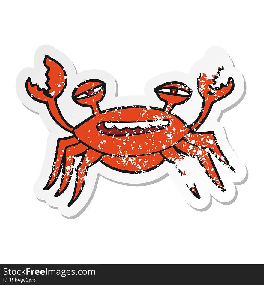 Distressed Sticker Of A Cartoon Crab