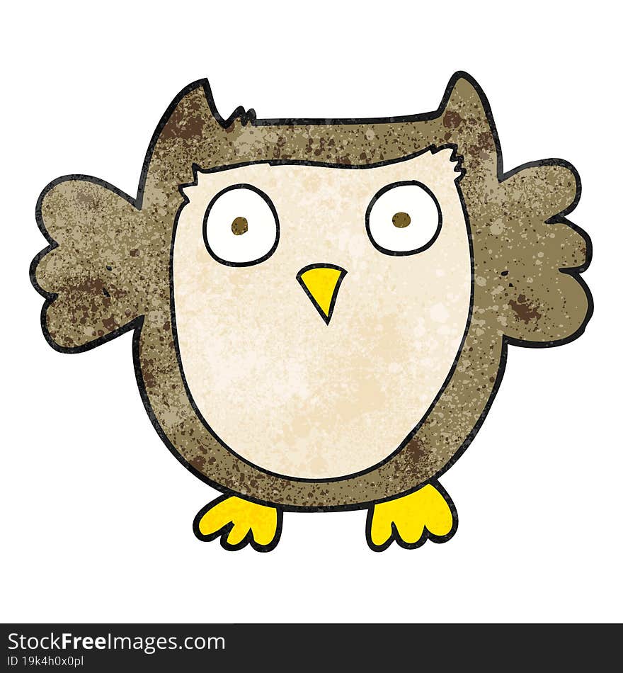 freehand textured cartoon owl