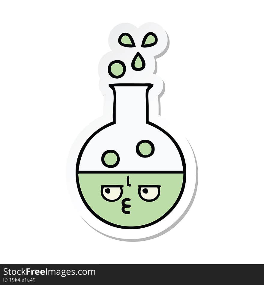 sticker of a cute cartoon test tube