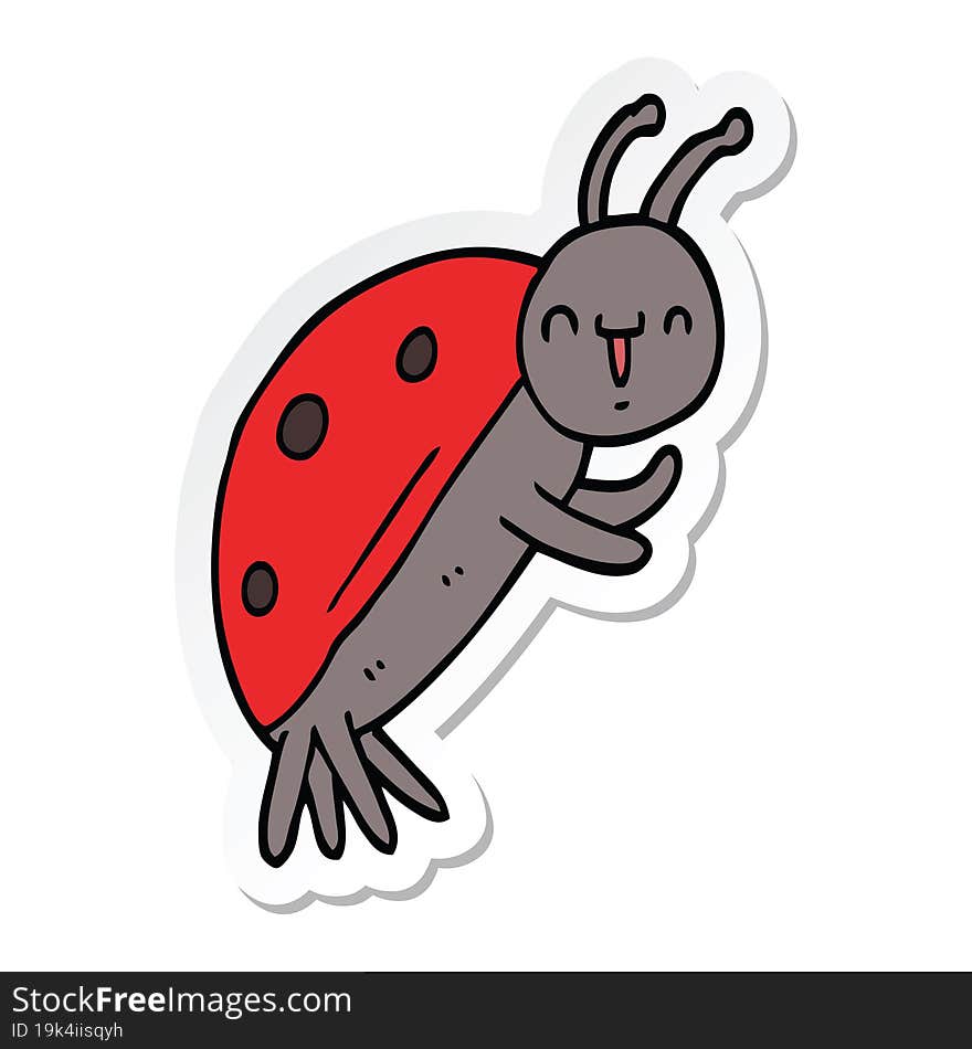 Sticker Of A Cute Cartoon Ladybug