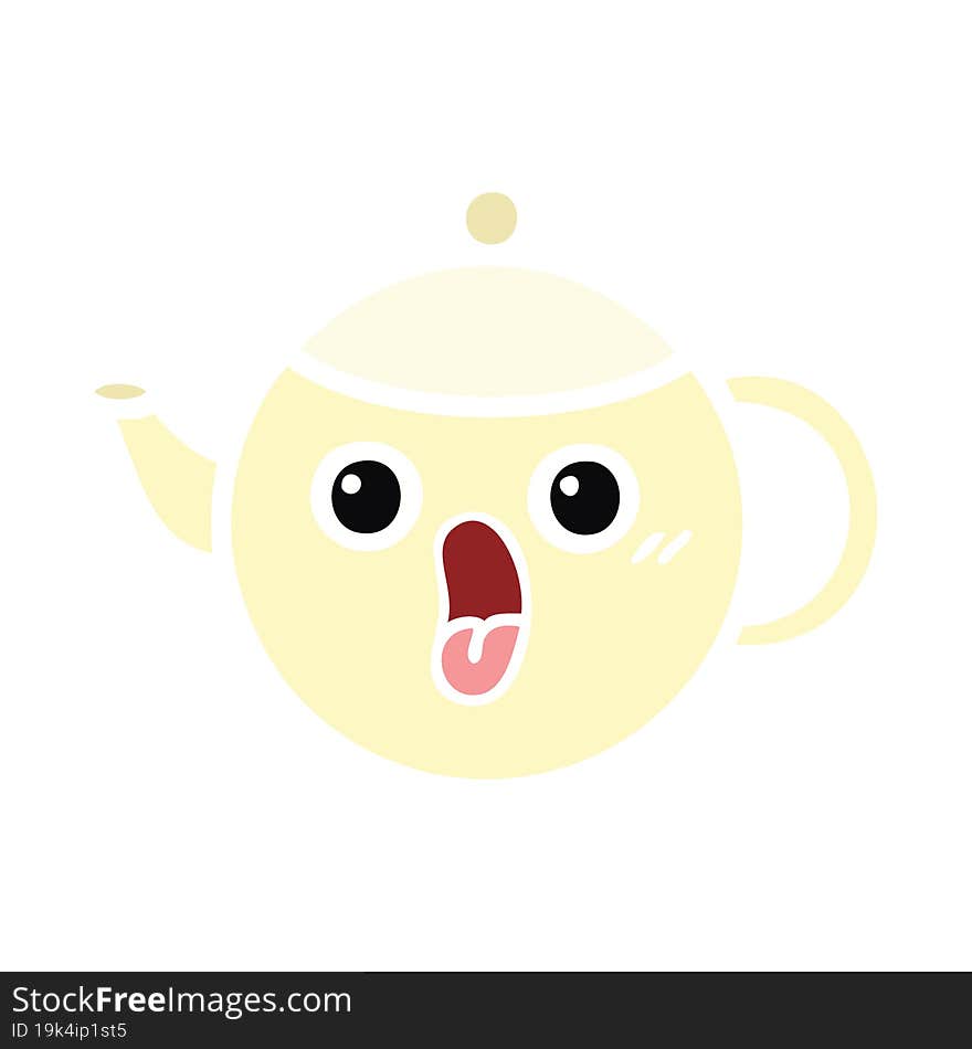 flat color retro cartoon tea pot