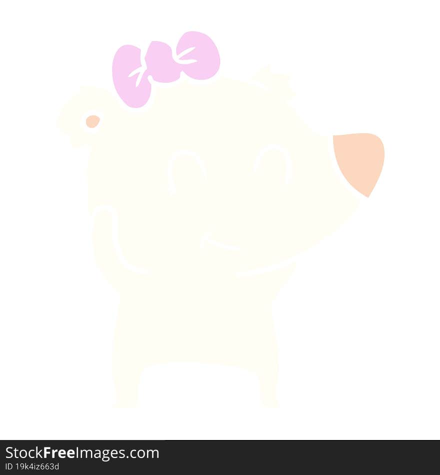 Female Polar Bear Flat Color Style Cartoon