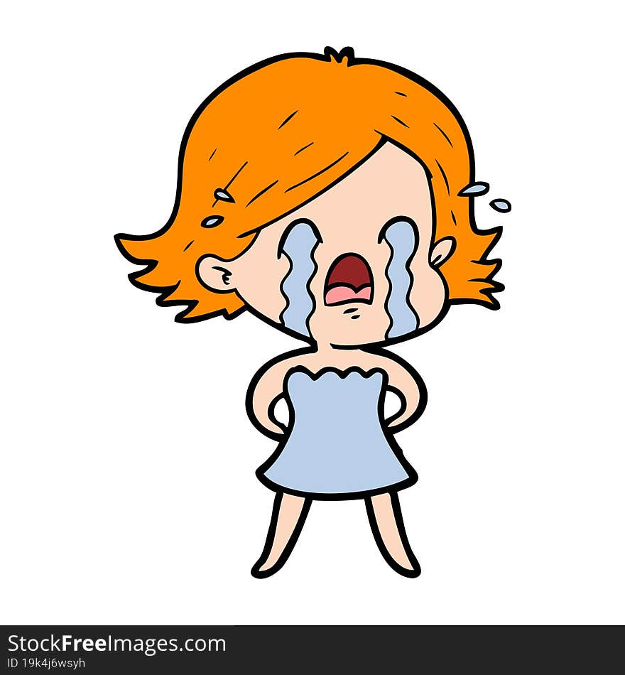 cartoon woman crying. cartoon woman crying