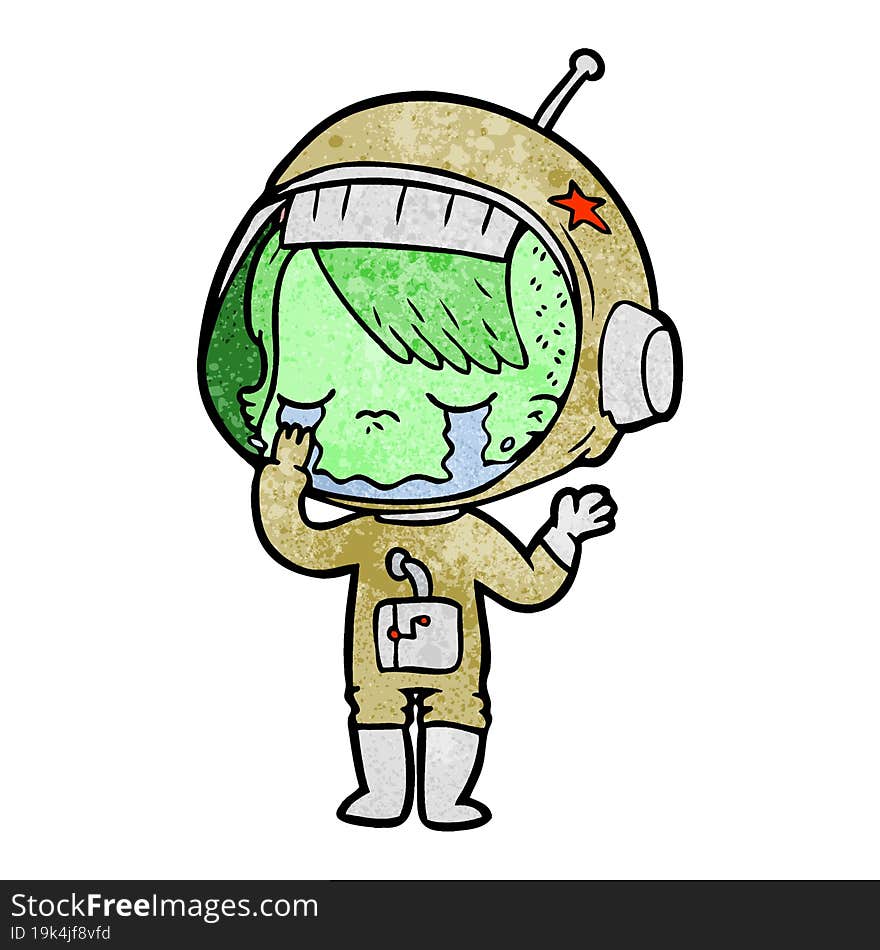 cartoon crying astronaut girl. cartoon crying astronaut girl