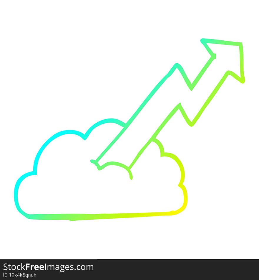 cold gradient line drawing cartoon business growth arrow