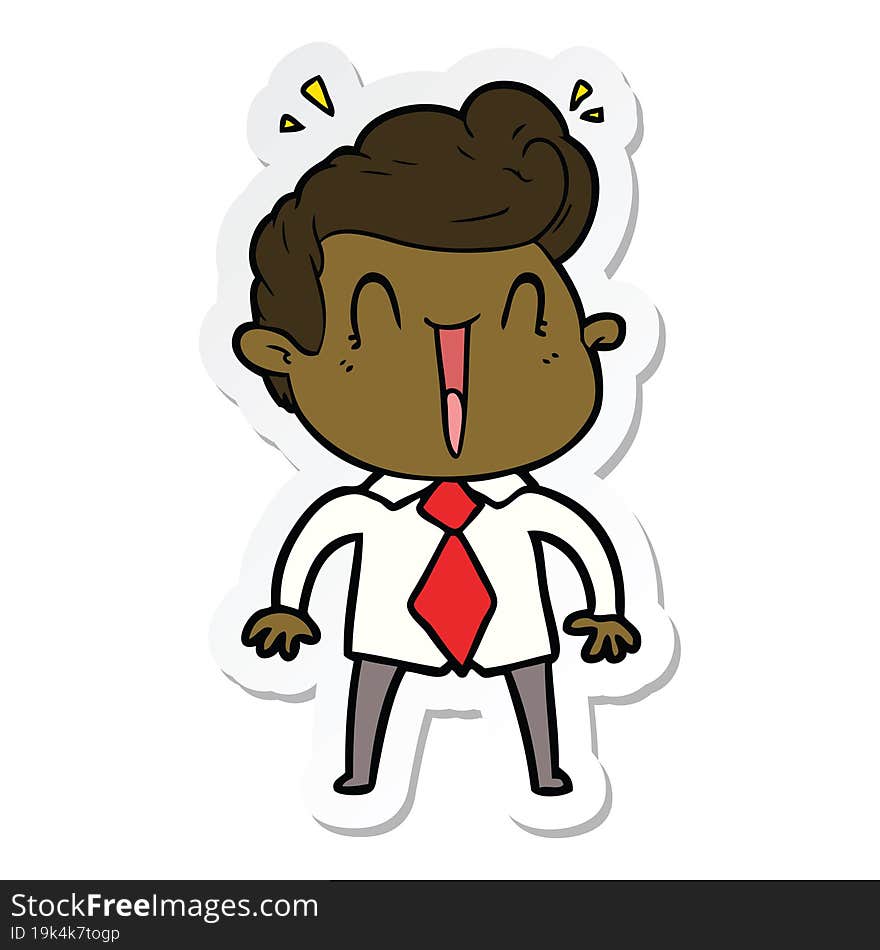 Sticker Of A Cartoon Excited Man