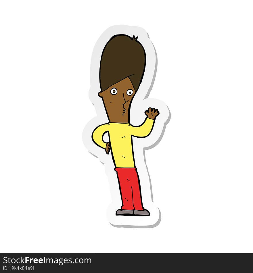 sticker of a cartoon man waving