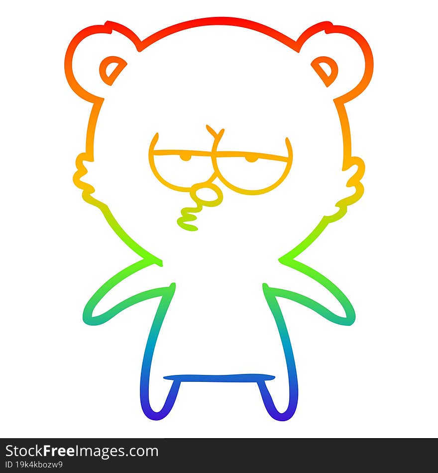 rainbow gradient line drawing bored bear cartoon