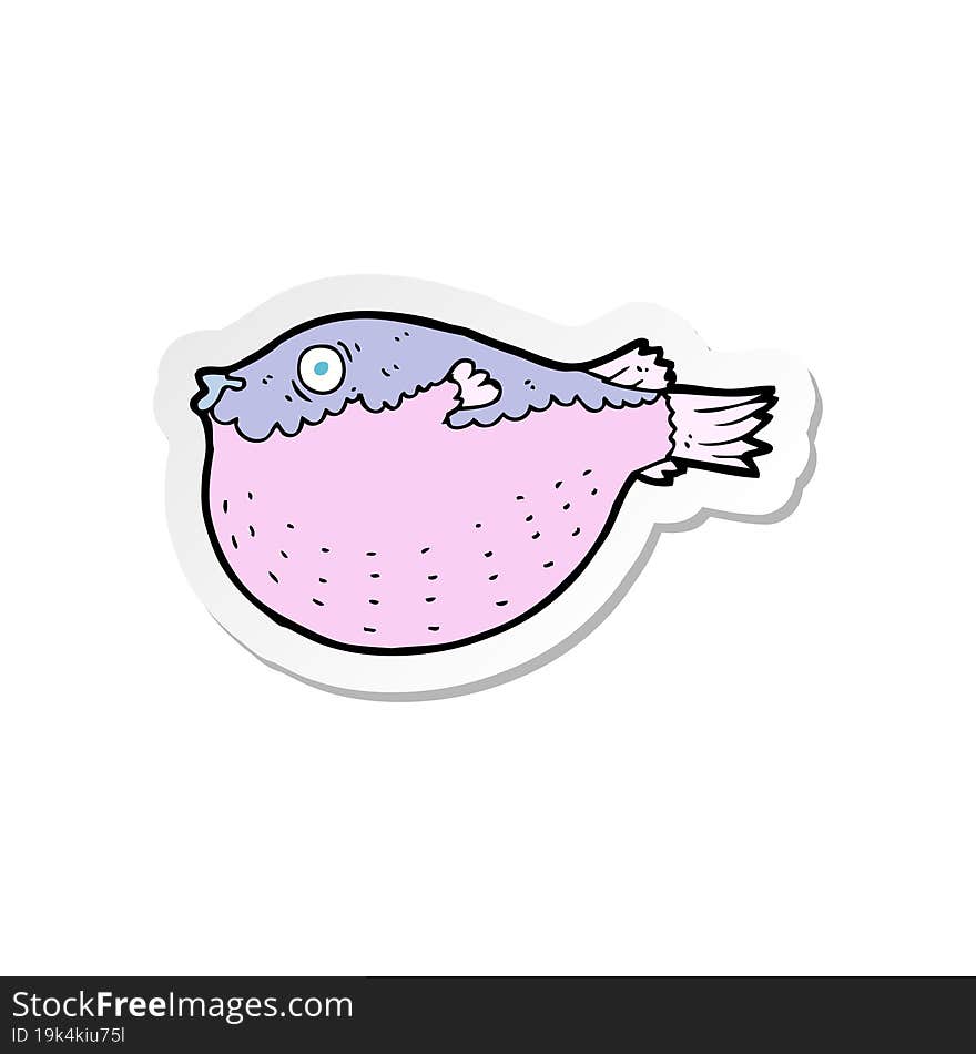 Sticker Of A Cartoon Blowfish