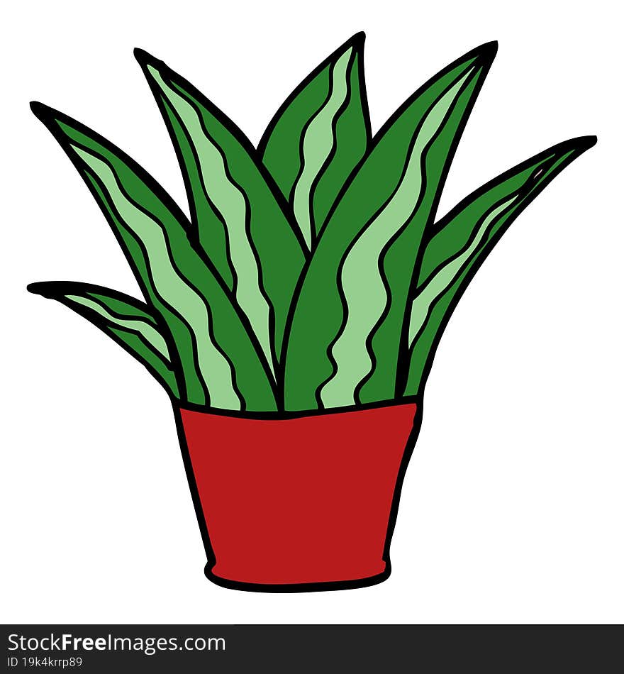 cartoon doodle house plant