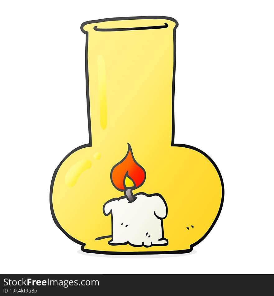 freehand drawn cartoon old glass lamp and candle