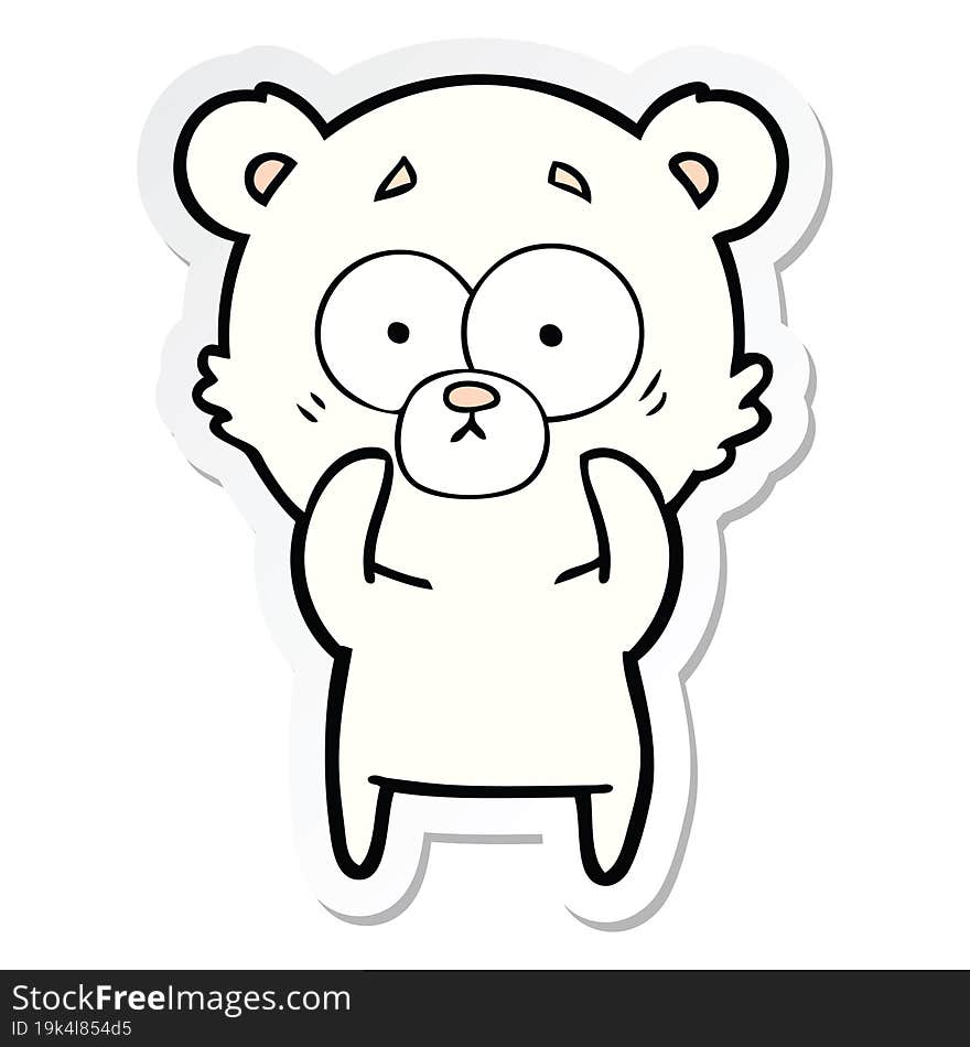 Sticker Of A Surprised Polar Bear Cartoon