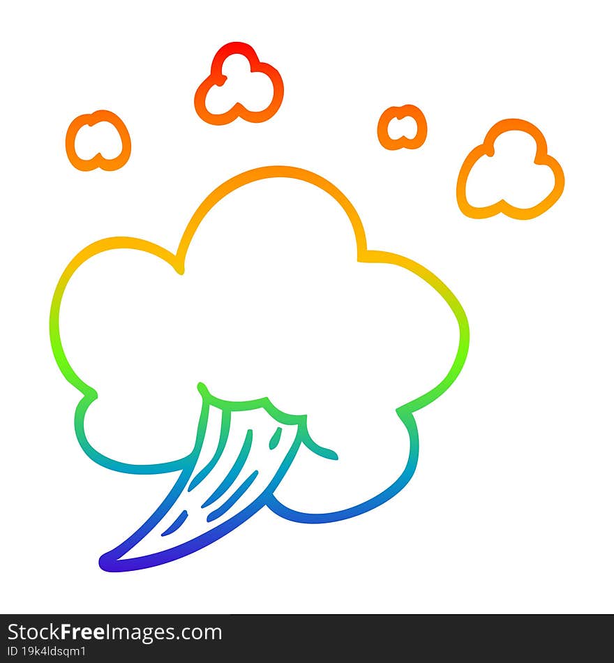 rainbow gradient line drawing cartoon gust of air