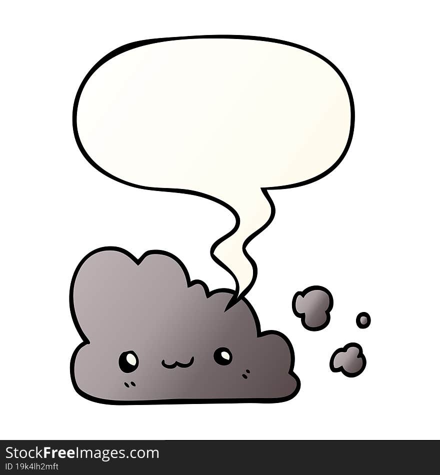 Cute Cartoon Cloud And Speech Bubble In Smooth Gradient Style