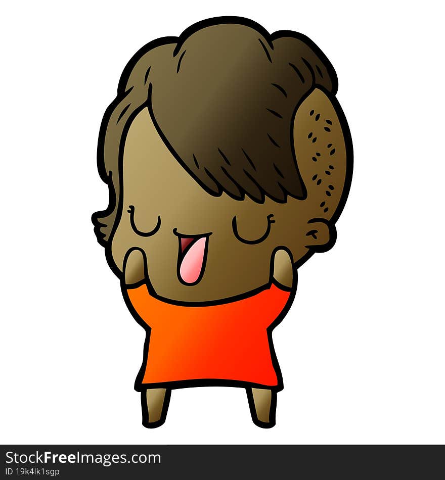 cute cartoon girl with hipster haircut. cute cartoon girl with hipster haircut