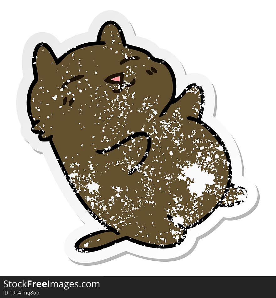 Distressed Sticker Of A Quirky Hand Drawn Cartoon Cat