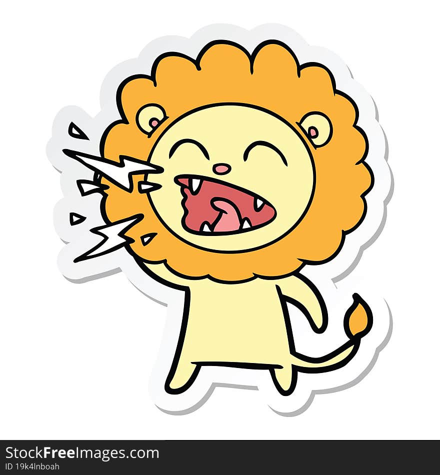 Sticker Of A Cartoon Roaring Lion