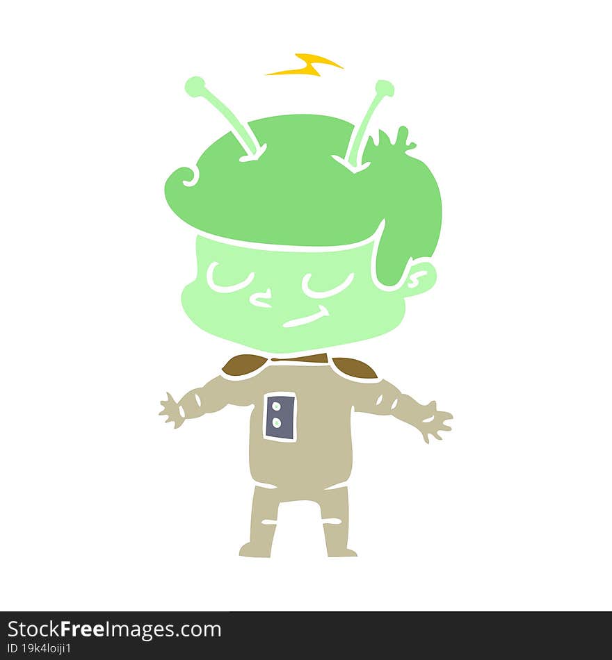 friendly flat color style cartoon spaceman