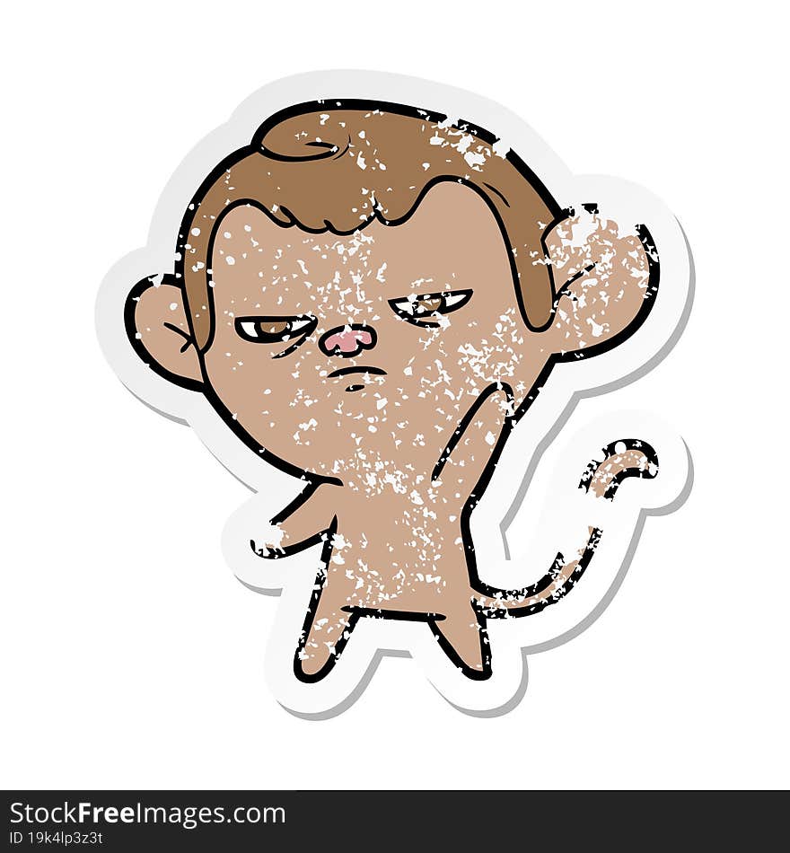 distressed sticker of a cartoon monkey