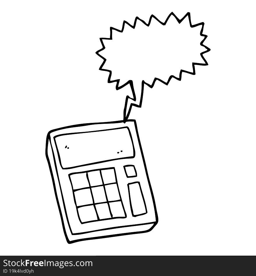 freehand drawn speech bubble cartoon calculator