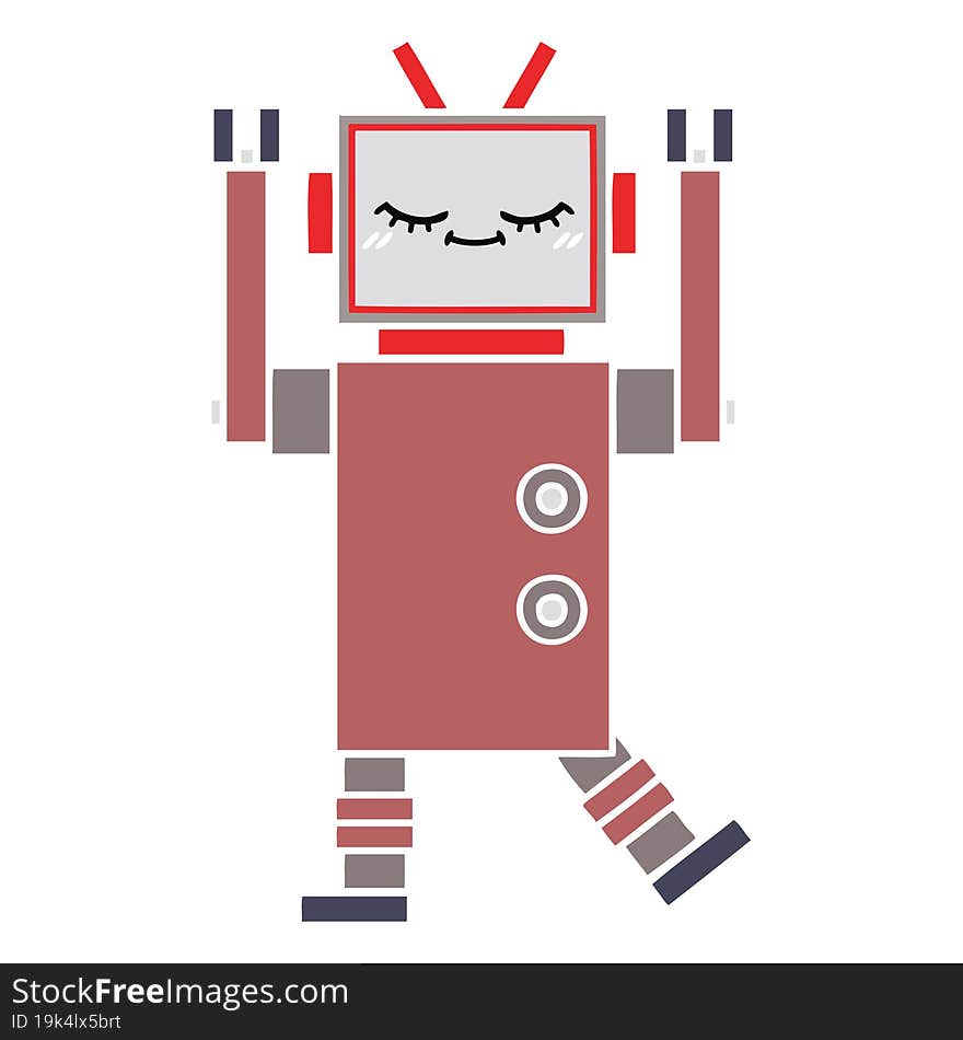 flat color retro cartoon of a robot