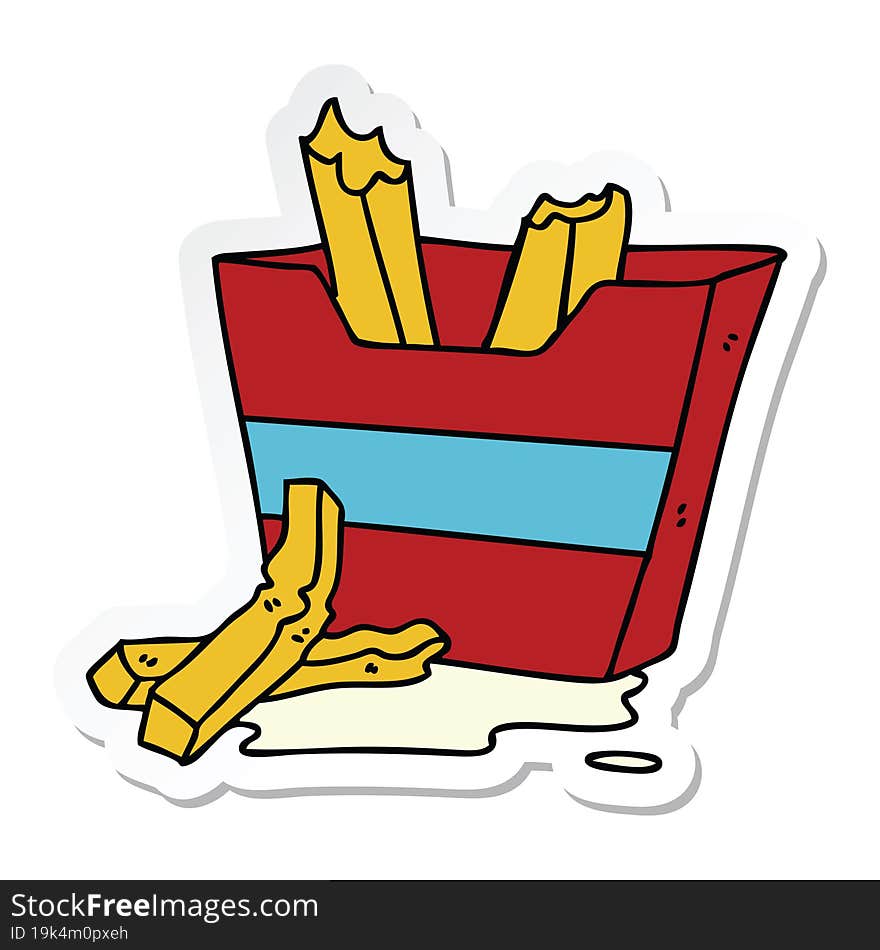 sticker of a quirky hand drawn cartoon french fries