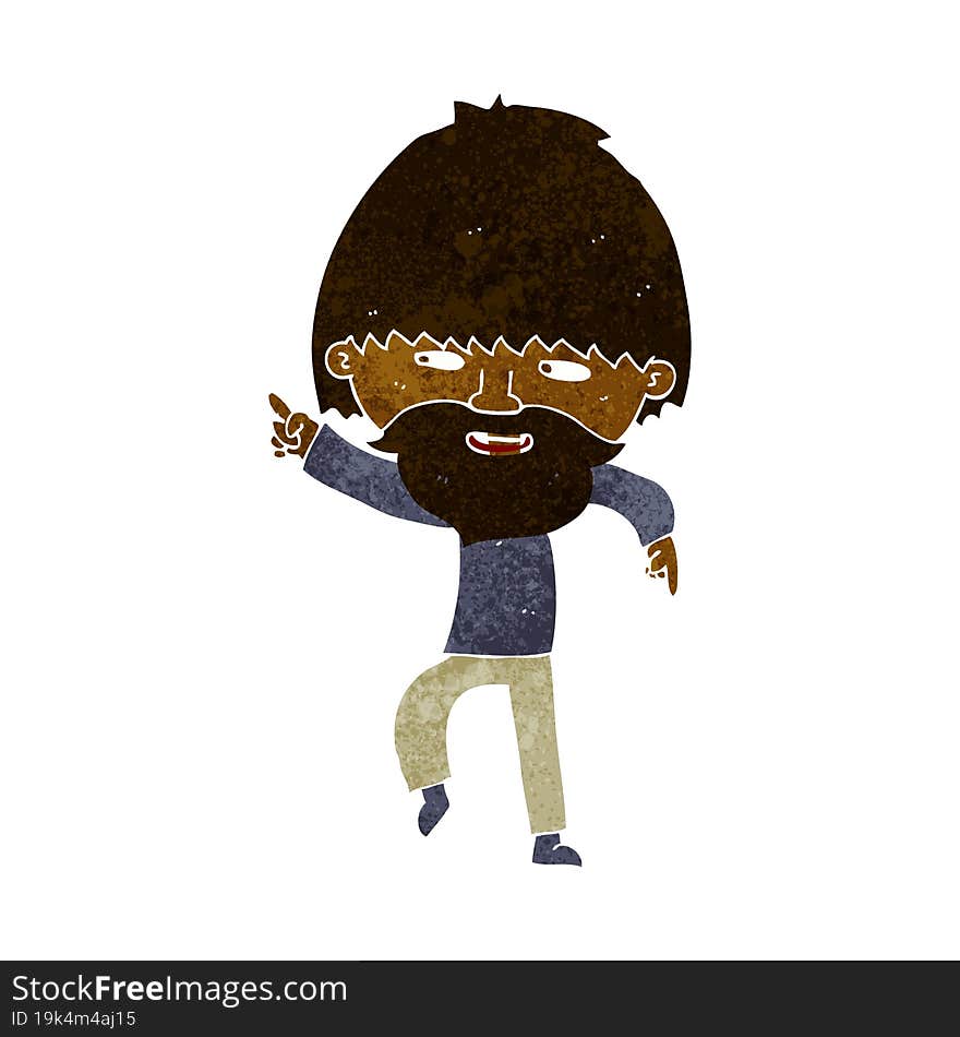 cartoon bearded man pointing and laughing